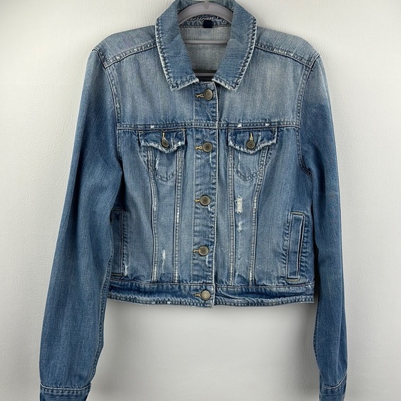 American Eagle 100% Cotton Distressed Denim Jean Jacket, XL - Picture 1 of 11